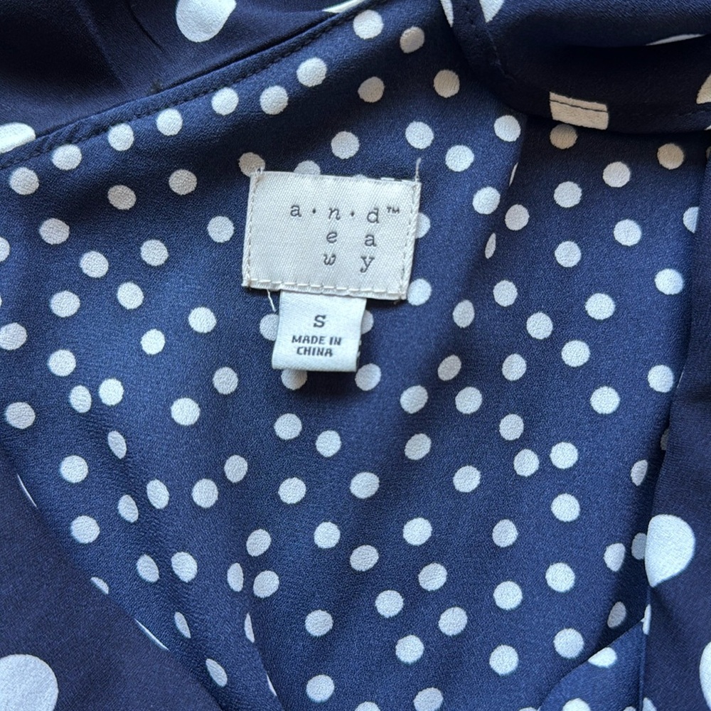 A New Day Mixed Polka Dot One Shoulder Ruffle Midi Dress - Navy Blue/White - S - Picture 10 of 11